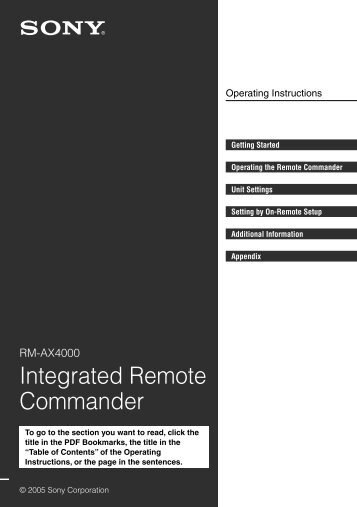 RM-AX4000 Manual - Universal Remote Control Codes