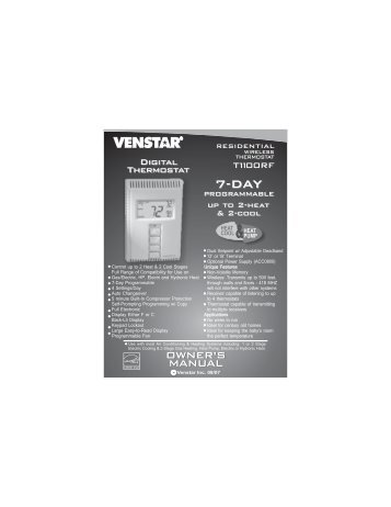 Manual Venstar T1100RF Rev. 1 - Smarthome