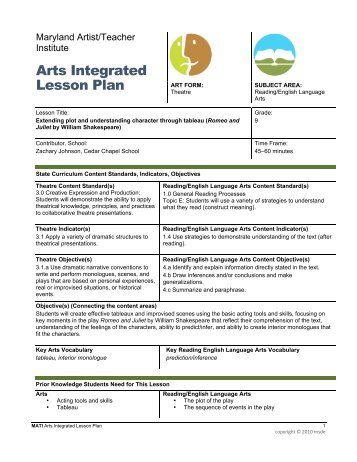 Arts Integrated Lesson Plan - mdk12