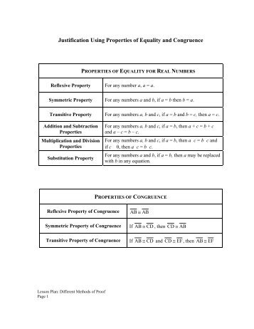 Justification Using Properties of Equality and Congruence - mdk12