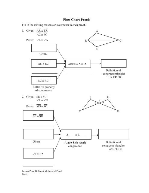 Flow Chart Proofs Worksheet