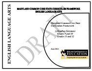 Maryland common core state curriculum framework reading ... - mdk12