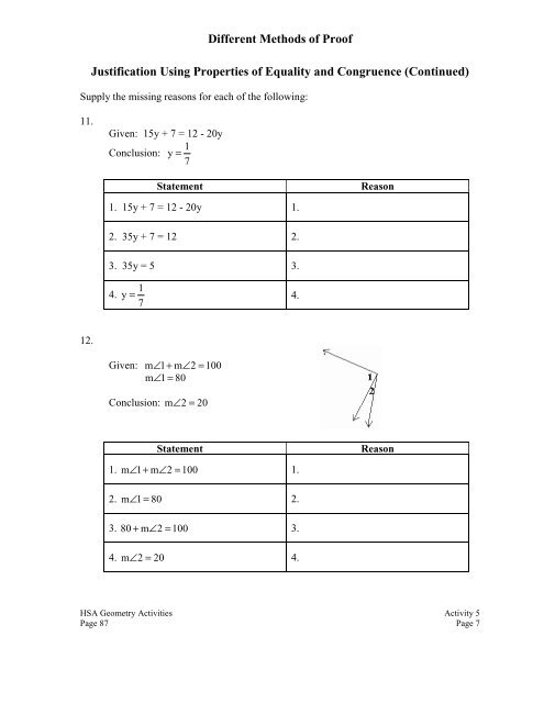 MSDE Geometry Activity: - mdk12