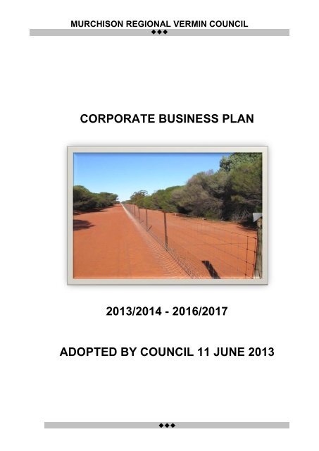 2016/2017 Corporate Business Plan - Shire Of Mount Magnet