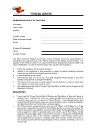 Fitness Centre Membership Application Form - Shire Of Mount Magnet