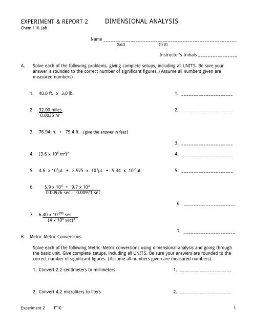 DIMENSIONAL ANALYSIS