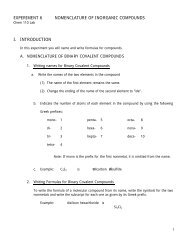 EXPERIMENT 6 NOMENCLATURE OF INORGANIC COMPOUNDS ...