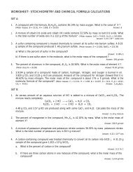 worksheet- stoichiometry and chemical formula ... - Ccchemistry.us