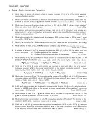 WORKSHEET - SOLUTIONS A. Review â Solution ... - Ccchemistry.us