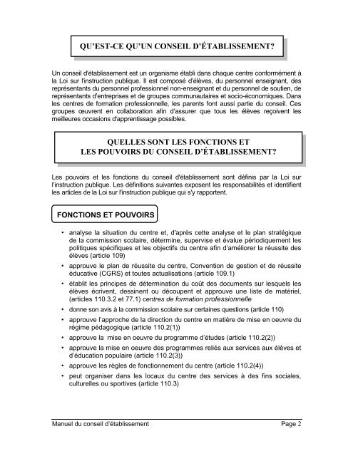 voir le manuel pour des adultes et formation professionnelle (PDF)