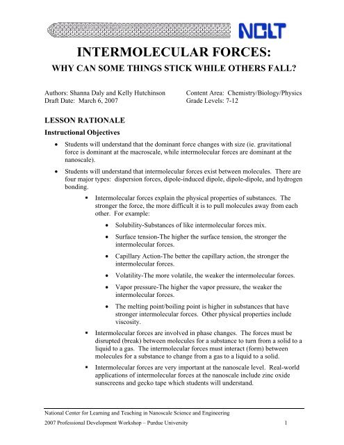 Lesson - Intermolecular Forces - NCLT