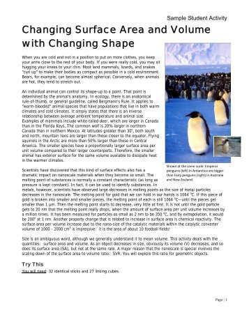 Changing Surface Area and Volume with Changing Shape - NCLT