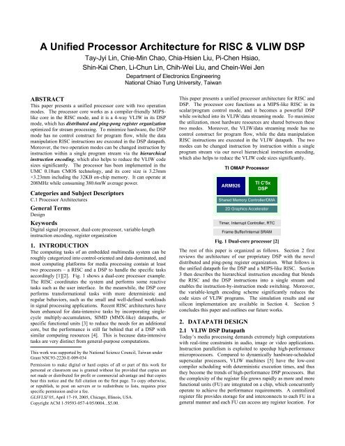 A Unified Processor Architecture for RISC & VLIW DSP