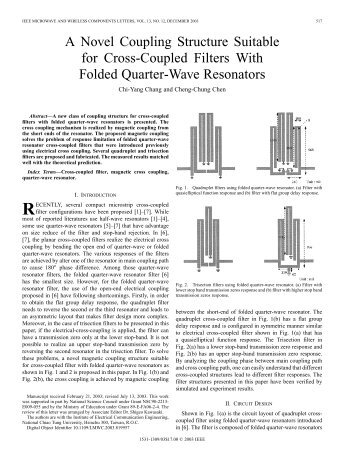 A novel coupling structure suitable for cross-coupled filters with ...