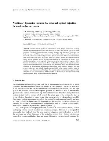 Nonlinear dynamics induced by external optical injection in ...