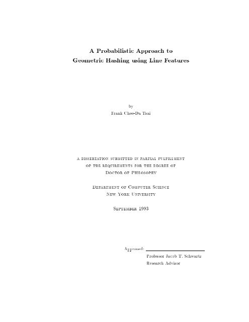 A Probabilistic Approach to Geometric Hashing using Line Features