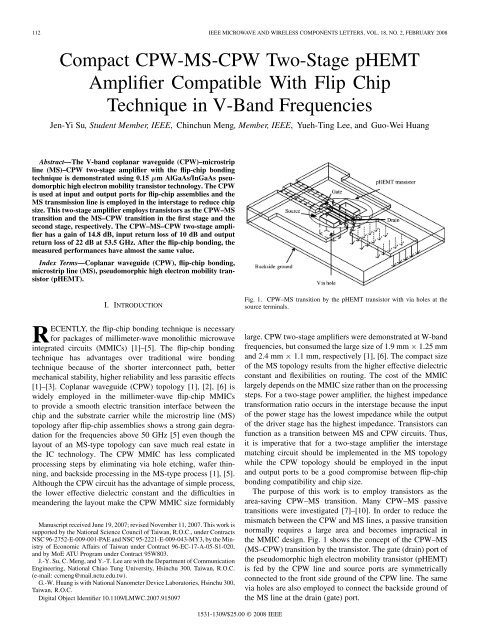 Compact CPW-MS-CPW Two-Stage pHEMT Amplifier ... - IEEE Xplore