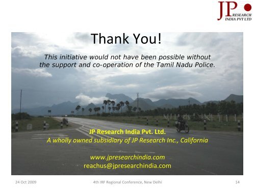 Mr. Ravishankar Rajaraman, JP Research, India - Road Safety in ...
