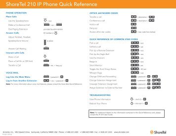 ShoreTel 210 IP Phone Quick Reference