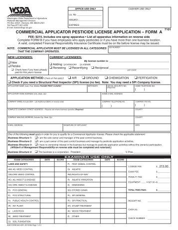 commercial applicator pesticide license application – form a