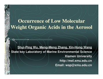 Occurrence of Low Molecular Weight Organic Acids in the Aerosol