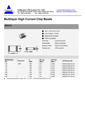 Multilayer High Current Chip Beads