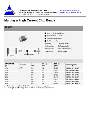 Multilayer High Current Chip Beads