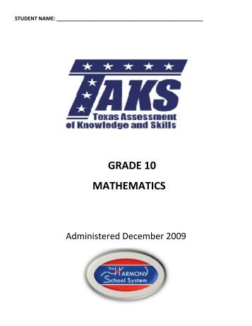 GRADE 10 MATHEMATICS - Harmony School of Science