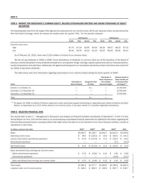 PolyOne 2009 Annual Report