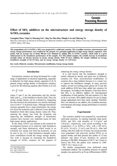 Effect of SiO2 additives on the microstructure and energy storage ...