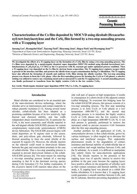 Characterization Of The Co Film Deposited By Mocvd Using Dicobalt