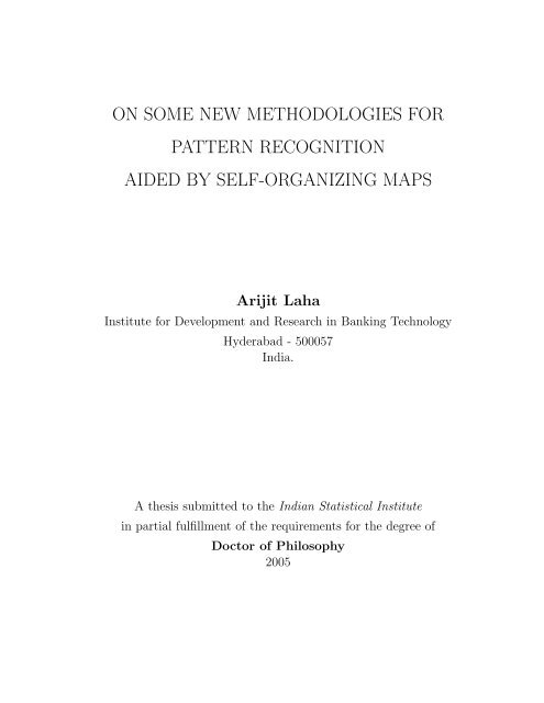 pattern recognition thesis topics Images High Quality... on some new methodologies for pattern recognition aided by self ...