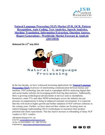 JSB Market Research : Natural Language Processing (NLP) Market -Worldwide Market Forecast & Analysis (20132018)