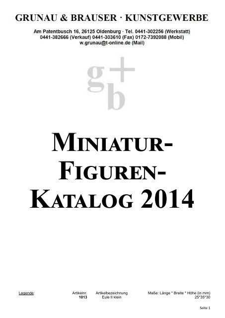 Miniatur- Figuren- Katalog 2014