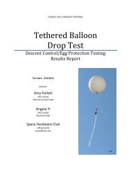 Tethered Balloon Drop Test - Space Hardware Club