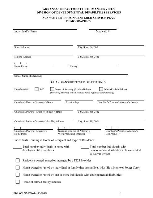 ACS 703 - Arkansas Department of Human Services