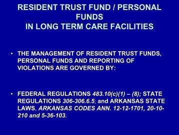 Resident Trust Funds - Arkansas Department of Human Services