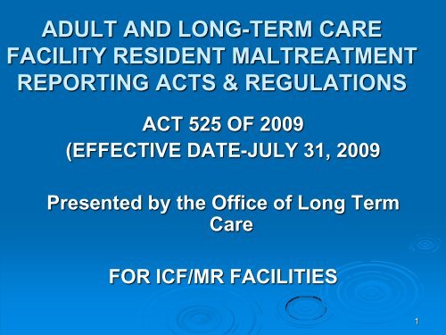 Maltreatment Reporting for ICFs/MR - Arkansas Department of ...