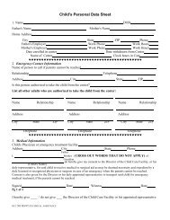 Child's Personal Data Sheet - Arkansas Department of Human ...