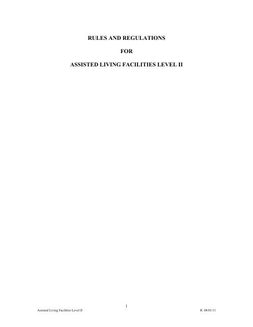 rules and regulations for assisted living facilities level ii ...