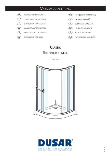 MONTAGEANLEITUNG CLASSIC RUNDDUSCHE RD-C - Dusar