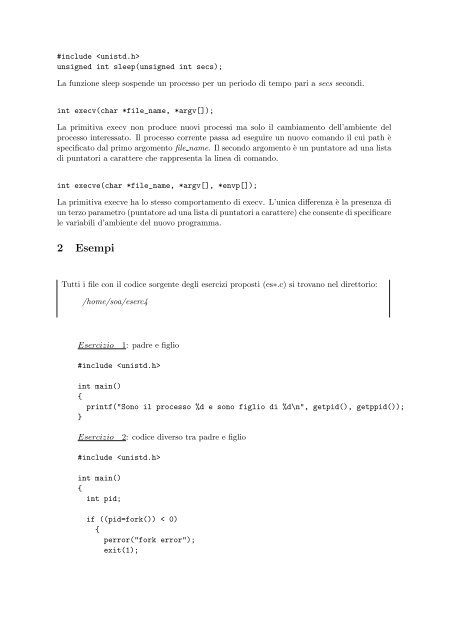 UNIX: testo della esercitazione 4 in laboratorio su primitive per la ...