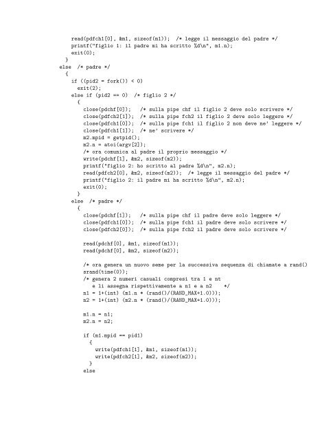 UNIX: testo della esercitazione 5 in laboratorio su primitive per la ...