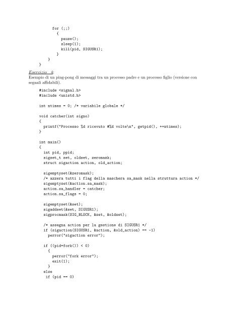 UNIX: testo della esercitazione 5 in laboratorio su primitive per la ...