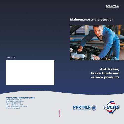 Antifreeze, brake fluids and service products