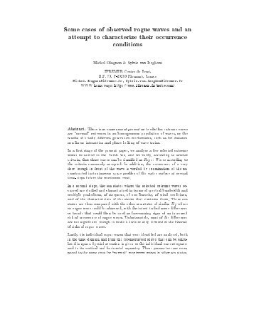 Some cases of observed rogue waves and an attempt to ... - ifremer