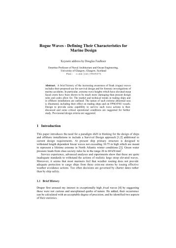 Rogue Waves - Defining Their Characteristics for Marine ... - Ifremer