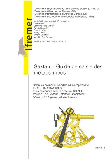 Sextant : Guide de saisie des mÃ©tadonnÃ©es - Ifremer