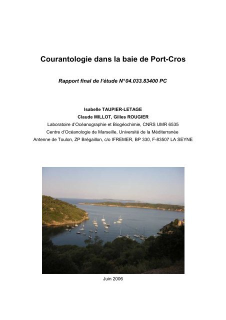 Courantologie dans la baie de Port-Cros - ifremer