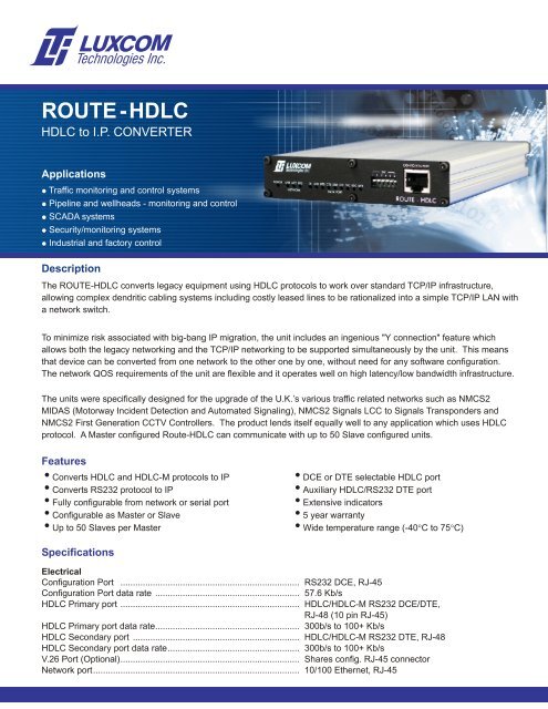 ROUTE-HDLC - Luxcom Technologies Inc.